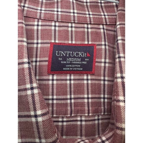 UNTUCKit Parson WF Slim Fit Mauve Plaid Shirt - Medium - Picture 3 of 7